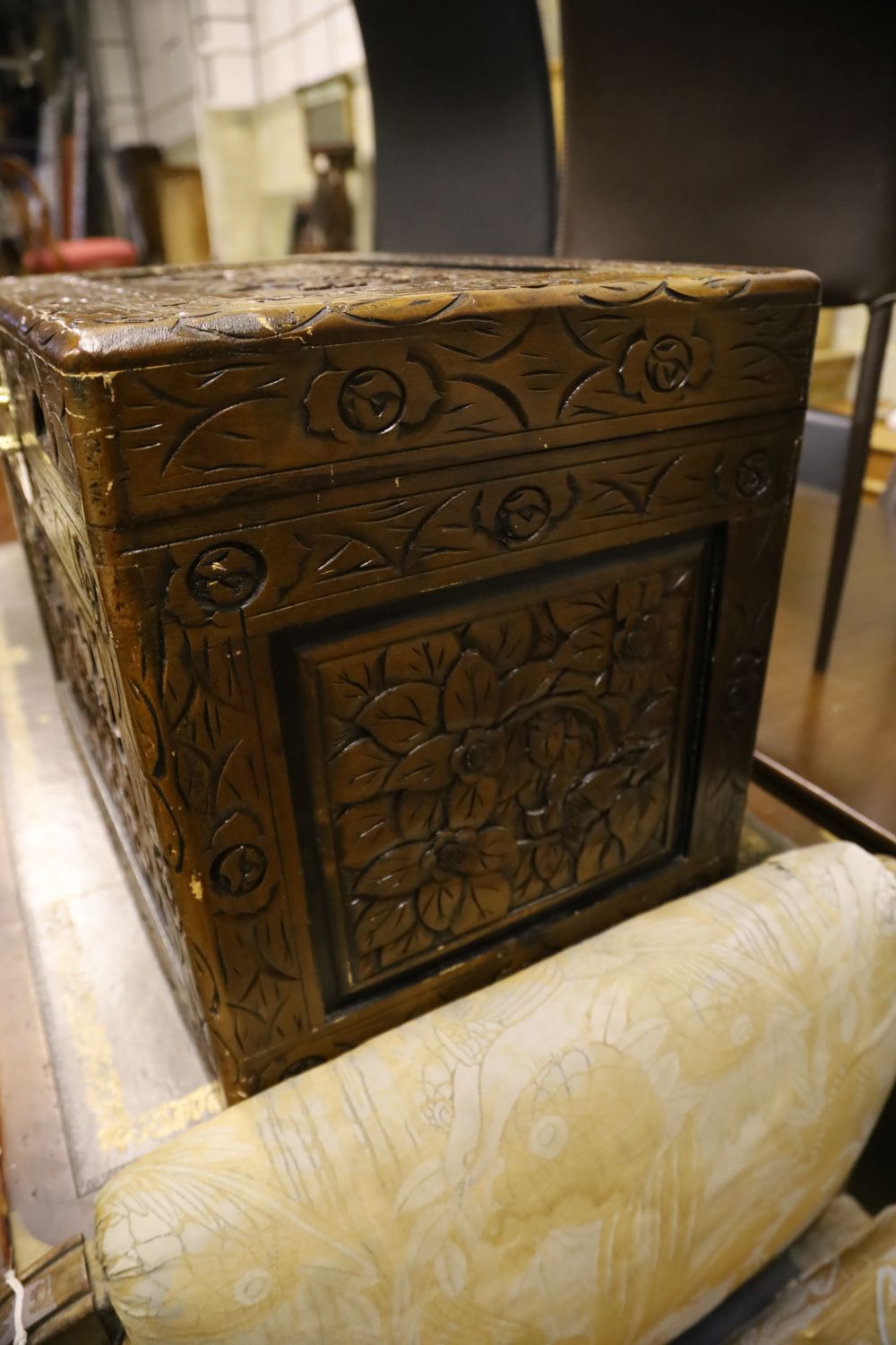 Two Asian carved coffers, larger 61 x 40cm height 47cm